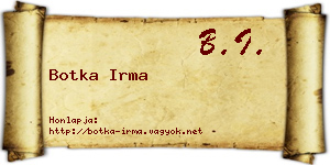 Botka Irma névjegykártya